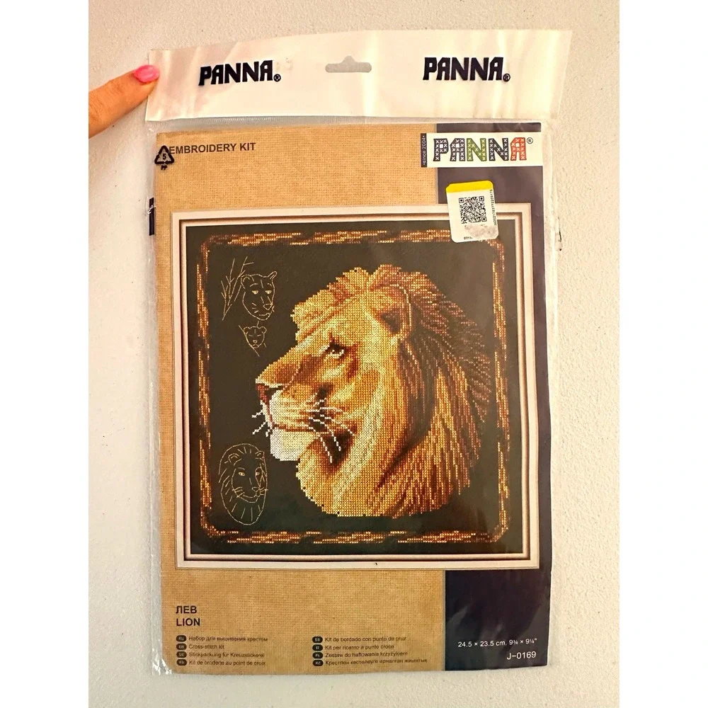 PANNA Lion Cross Stitch Embroidery Kit Framed Picture J-0169 24.5x23.5cm